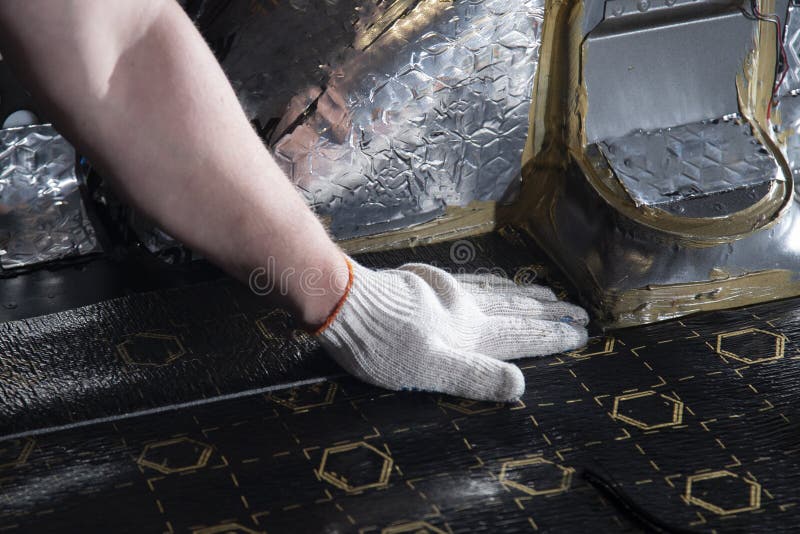 Sound Insulation of the Car. Installation of Sound Insulation Material