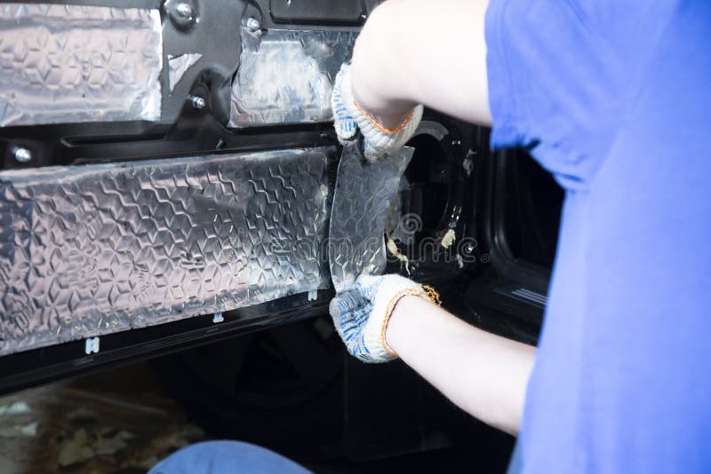 Sound Insulation of the Car. Installation of Sound Insulation Material