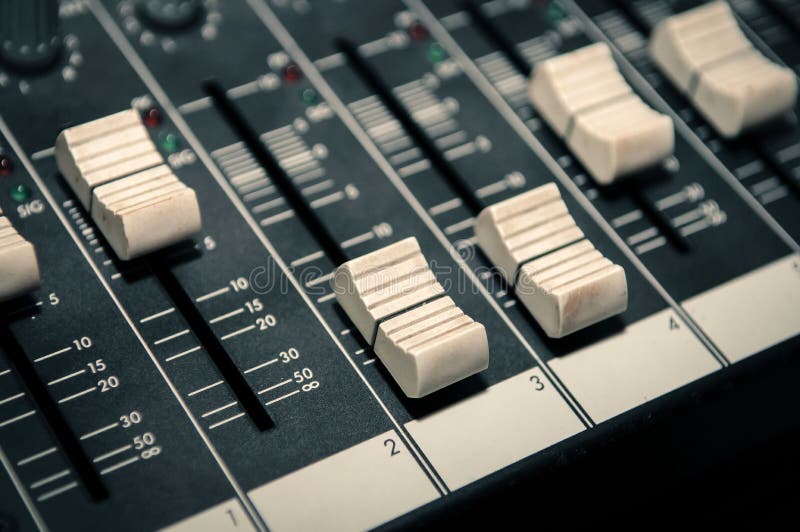 Sound mixer control panel stock photo. Image of desk 42840330