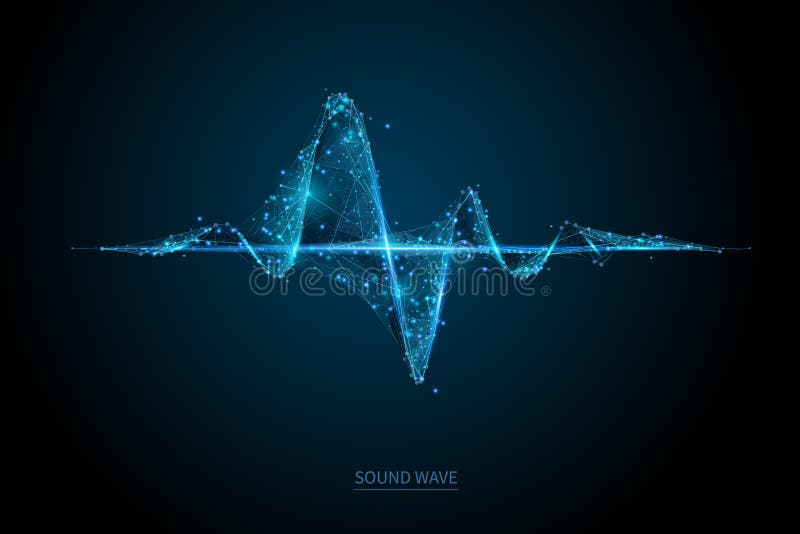 Sound wave low poly wireframe banner template