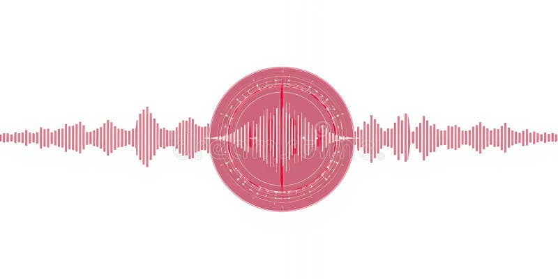 Sound wave visualization demonstrating audio peaks and troughs in pink color scheme vector illustration