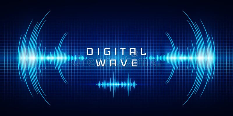 Sound waves oscillating glow light, Digital wave, Abstract technology background - Vector vector illustration