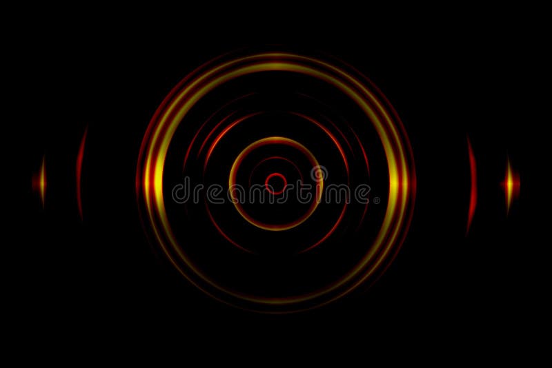 Sound Waves Oscillating Orange Light with Circle Spin Abstract