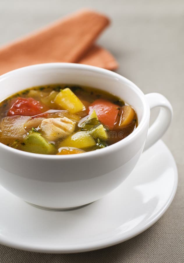 Chicken Soup with Vegetables Stock Image Image of minestrone, bowl