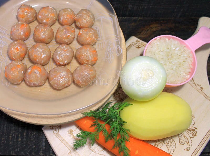 Soup with Chicken Meatballs and Vegetables Stock Image Image of diet