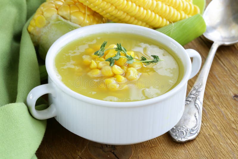 Soup of fresh yellow corn