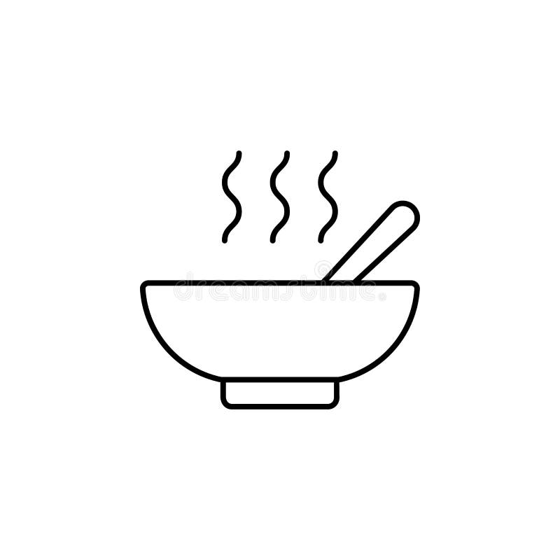 Soup Thin Line Icon. Bowl Of Soup And Spoon Vector Illustration ...