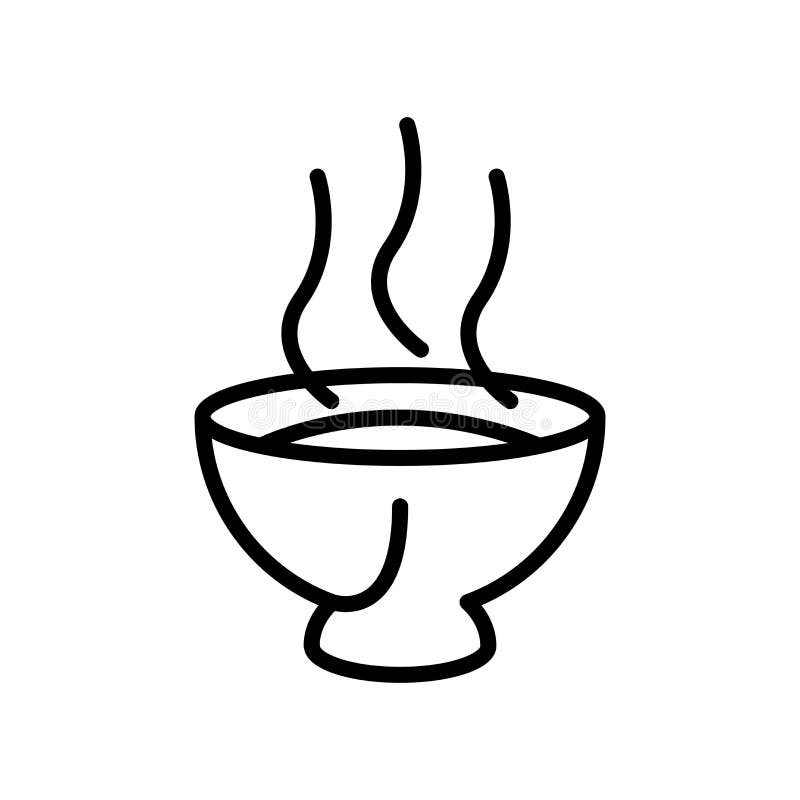 Hot Soup Bowl Line Icon, Outline Vector Sign, Linear Style Pictogram ...