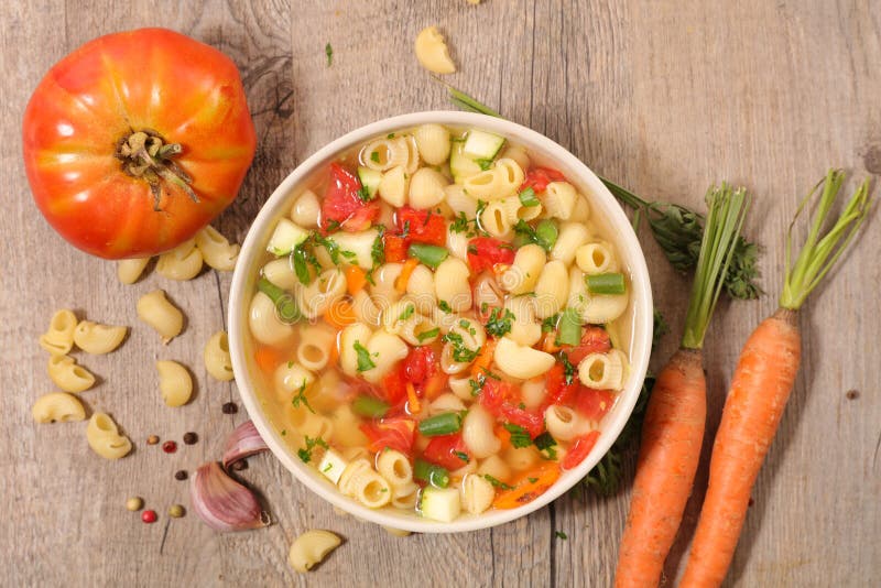 Soup with Pasta and Vegetable Stock Photo Image of view, vegetable