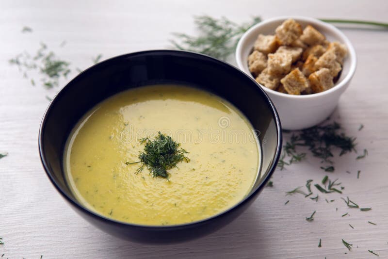 Soup puree of zucchini stock image. Image of chicken 79880599