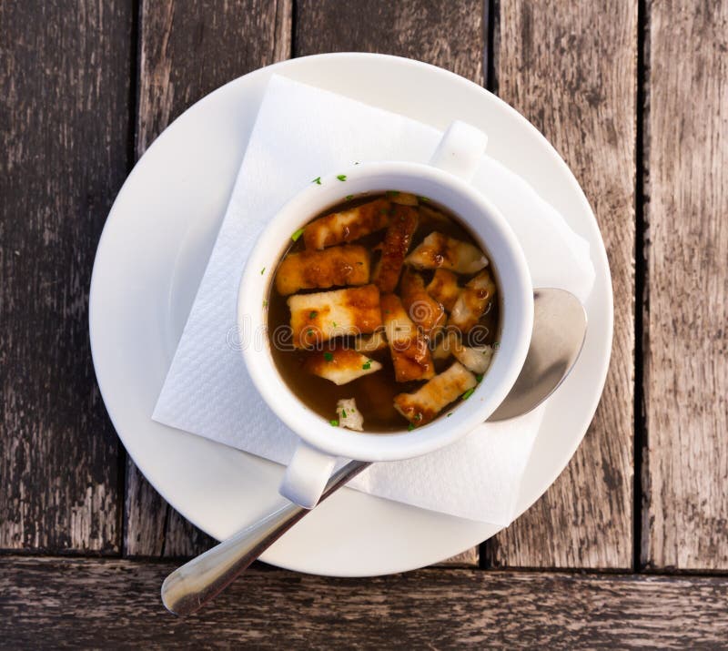 Soup with veal and pasta royalty free stock images