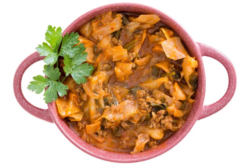 Soupe nutritionnelle à chou avec le boeuf haché photo stock Soupe nutritionnelle à chou avec le boeuf haché photo stock
