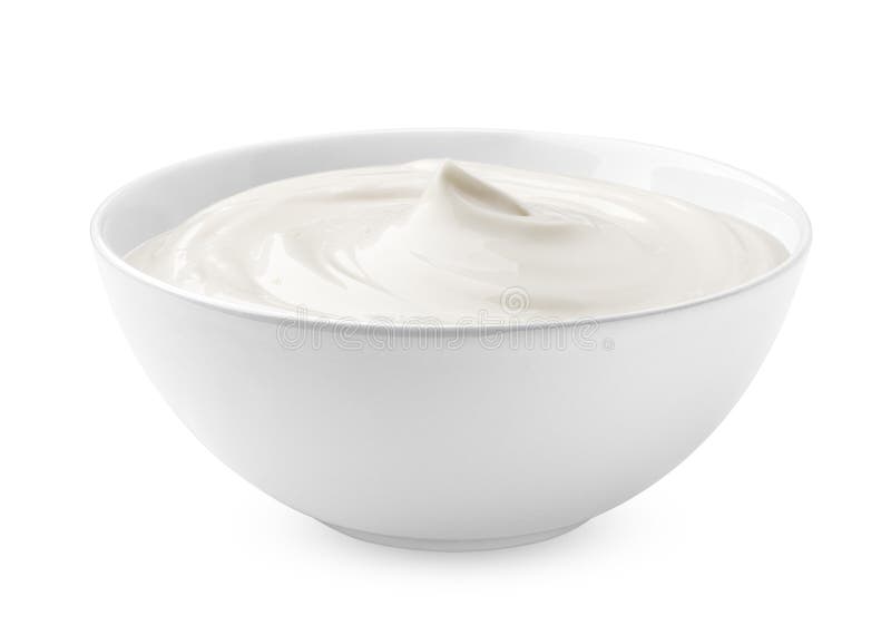 sour cream in glass, mayonnaise, yogurt.