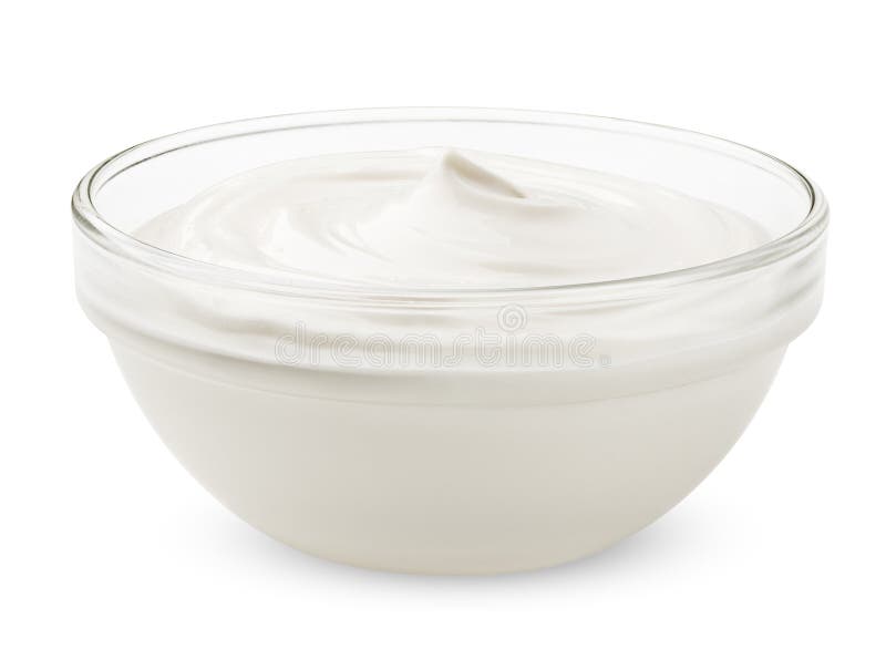 sour cream in glass, mayonnaise, yogurt.
