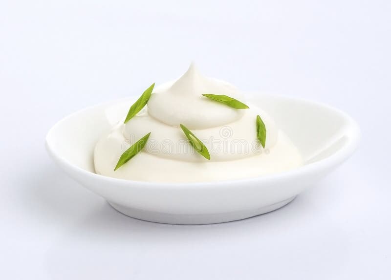 Sour Cream With Onion Isolated On White Background Stock Photo Image
