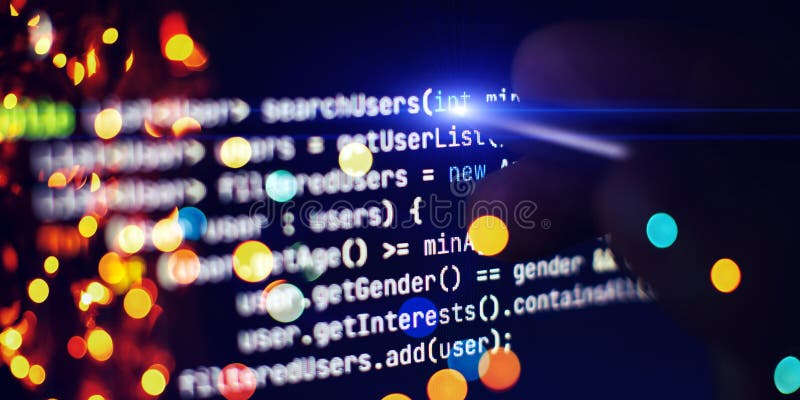 Source code photo. Technology background. Software development. stock images