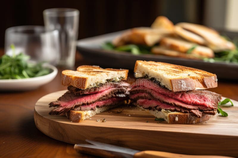 Sourdough Sandwich with Rare Roast Beef Slices Stock Image Image of