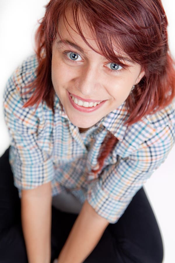 Sourire d'étudiant féminin de l'adolescence heureux image stock Sourire d'étudiant féminin de l'adolescence heureux image stock