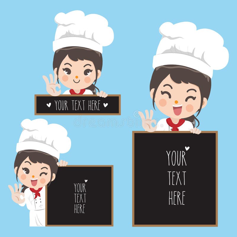 Sourire et tableau noir de femme de chef illustration stock Sourire et tableau noir de femme de chef illustration stock