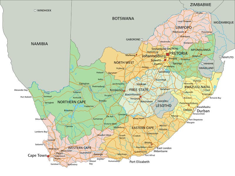 South Africa - Highly Detailed Editable Political Map with Labeling ...