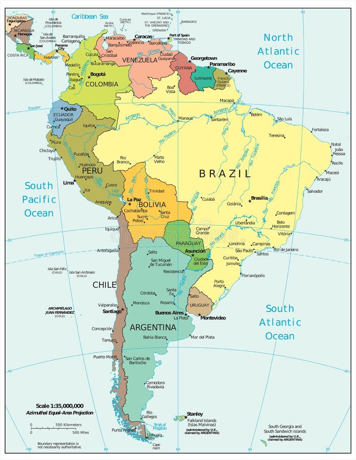 South America Region Political Divisions Map Stock Illustration ...