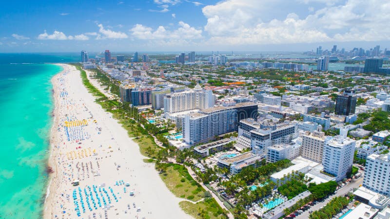 Aerial view of Miami Beach Peninsula. Summer day in Florida, South Beach. Aerial view of Miami Beach Peninsula. Summer day in Florida, South Beach.