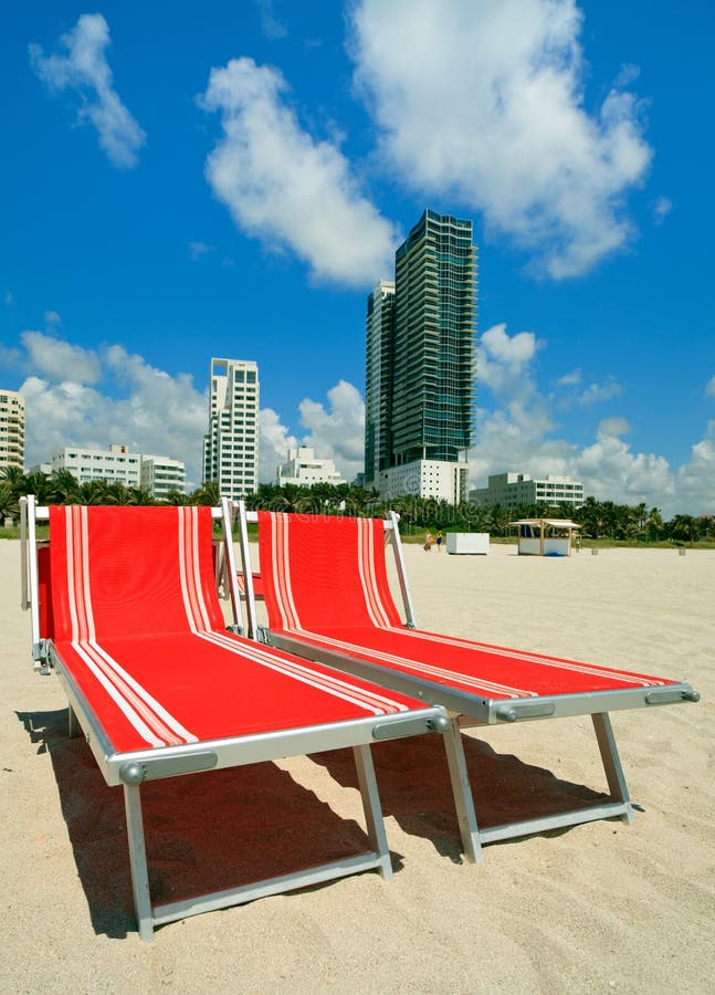 166 South Beach Lounge Chairs Umbrellas Stock Photos Free & Royalty