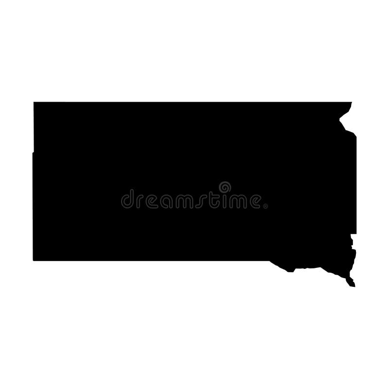 South Dakota, state of USA - solid black silhouette map of country area. Simple flat vector illustration stock illustration