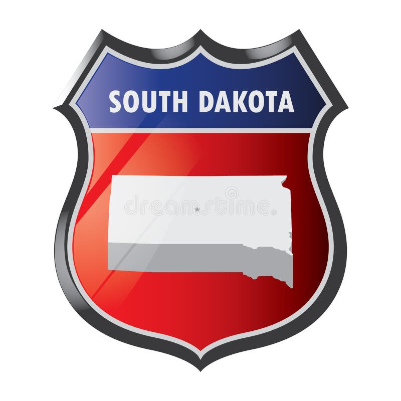 South Dakota State With Mount Rushmore Badge. Vector Illustration