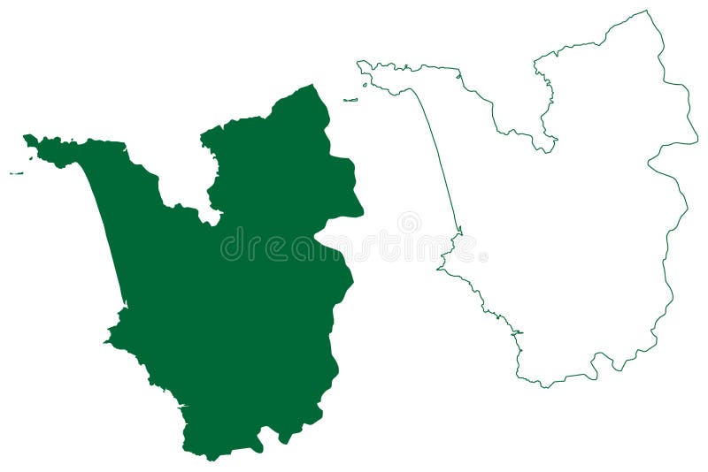 South Goa District Goa State, Republic of India Map Vector Illustration, Scribble Sketch South
