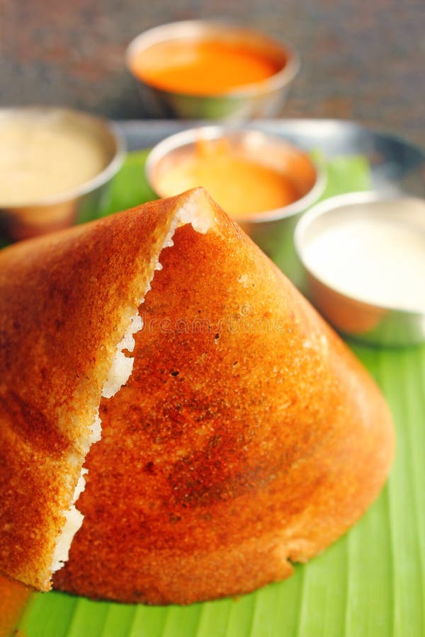 South Indian Food Masala Dosa And Chutney On White Stock Photo - Image