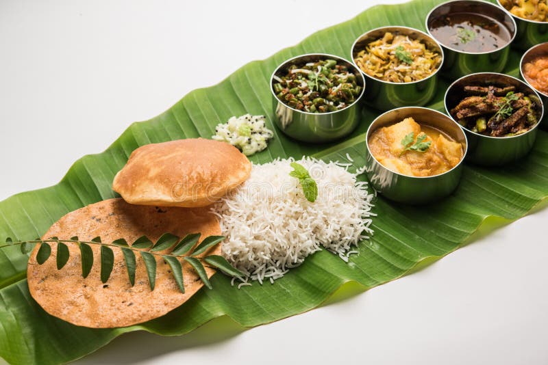 South Indian style Lunch or Dinner Meal or Food Served with a