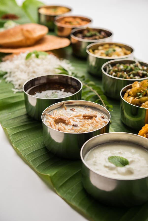 South Indian style Lunch or Dinner Meal or Food Served with a