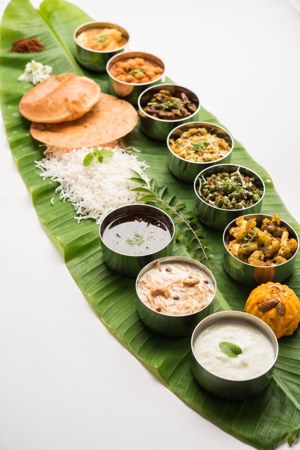 South Indian style Lunch or Dinner Meal or Food Served with a