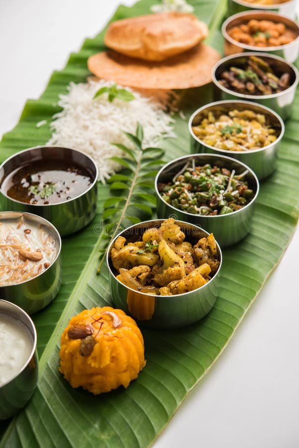 South Indian style Lunch or Dinner Meal or Food Served with a