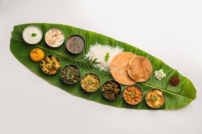 South Indian style Lunch or Dinner Meal or Food Served with a