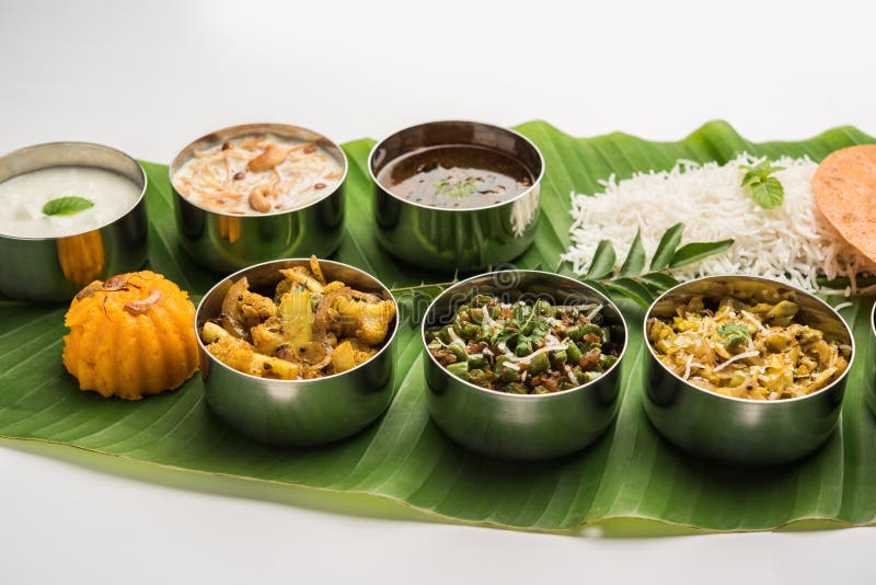 South Indian style Lunch or Dinner Meal or Food Served with a