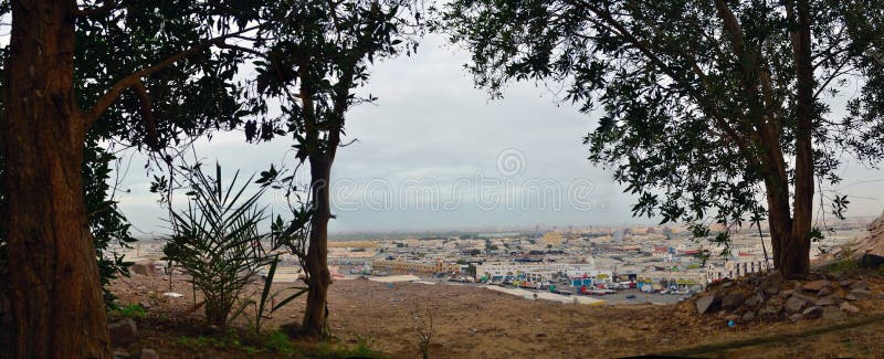 South of jeddah in panoramic view from over mountain stock images