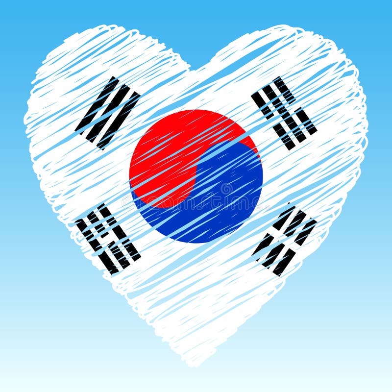 South Korea Flag, Heart Shape, Grunge Style Stock Vector Illustration of sport, sign 261262095