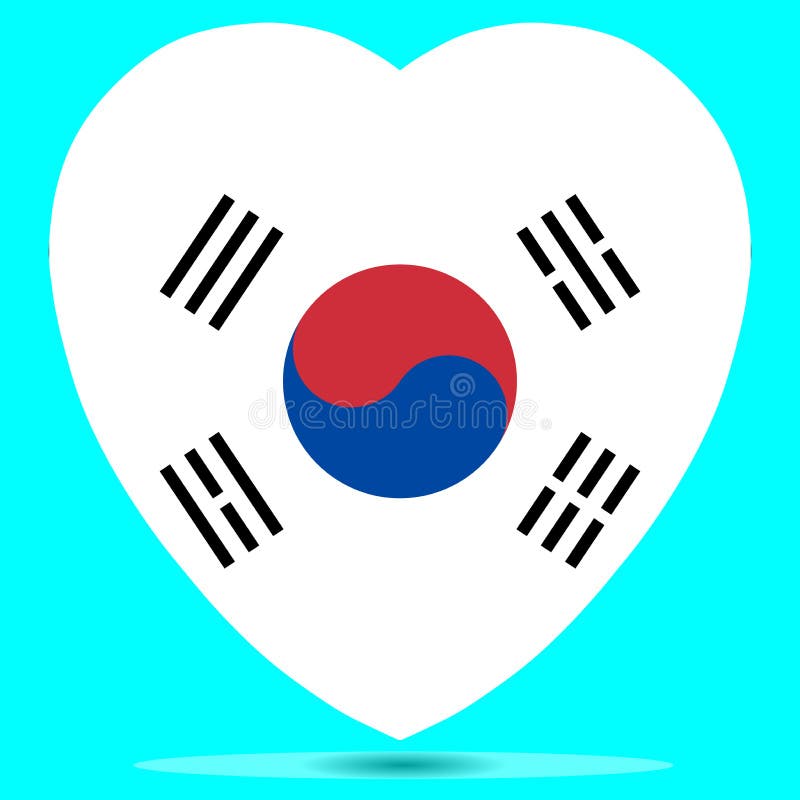 South Korea Flag in Heart Shape Vector Stock Vector Illustration of independence, concept