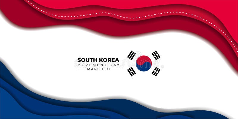 South Korea Independence movement day. Red and blue paper cut background design.