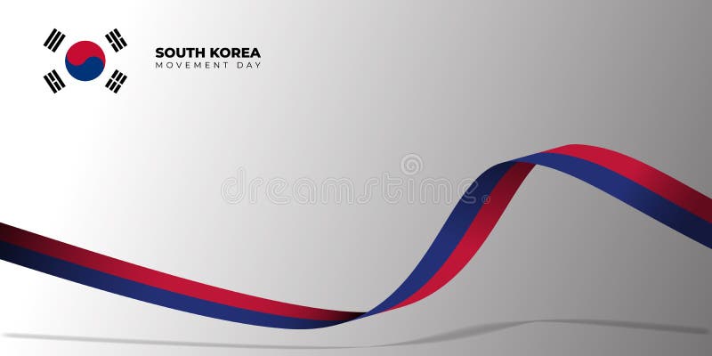 South Korea Independence movement day. waving Red and blue banner design.