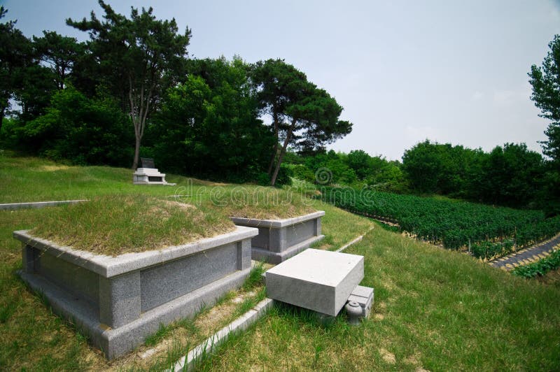 South Korean graves stock image. Image of asian, tomb 15490079