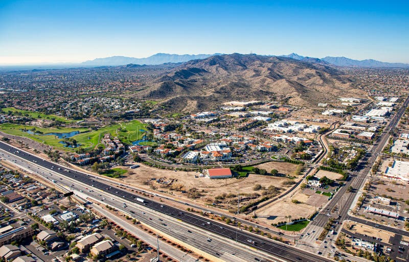 South Mountain aerial view looking SW from Interstate 10