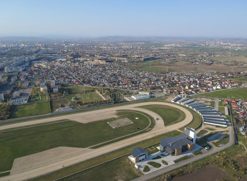 The south side of Ploiesti City, Romania near the horse track, aerial view royalty free stock images The south side of Ploiesti City, Romania near the horse track, aerial view royalty free stock images