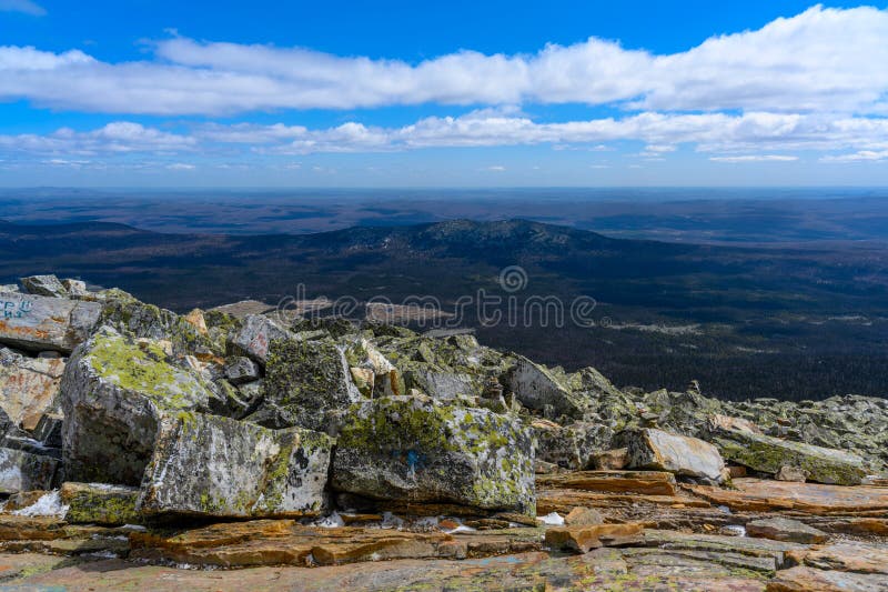 South Ural Mountains with a Unique Landscape, Vegetation and Diversity of Nature. Stock Image