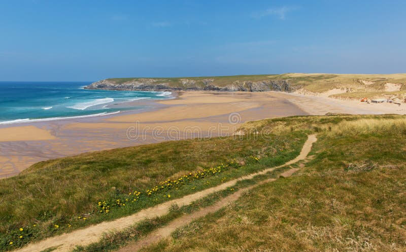 South West coast path Holywell Bay North Cornwall coast England UK near Newquay and Crantock