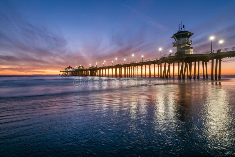 Southern California`s Huntington Beach Pier Stock Photo - Image of hike ...