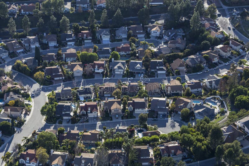 Southern California Suburban Cul de sac Homes Aerial