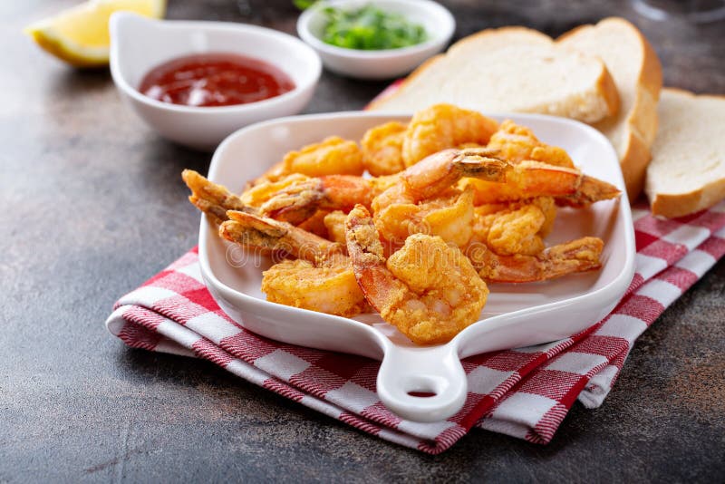 Southern fried shrimp with hot sauce